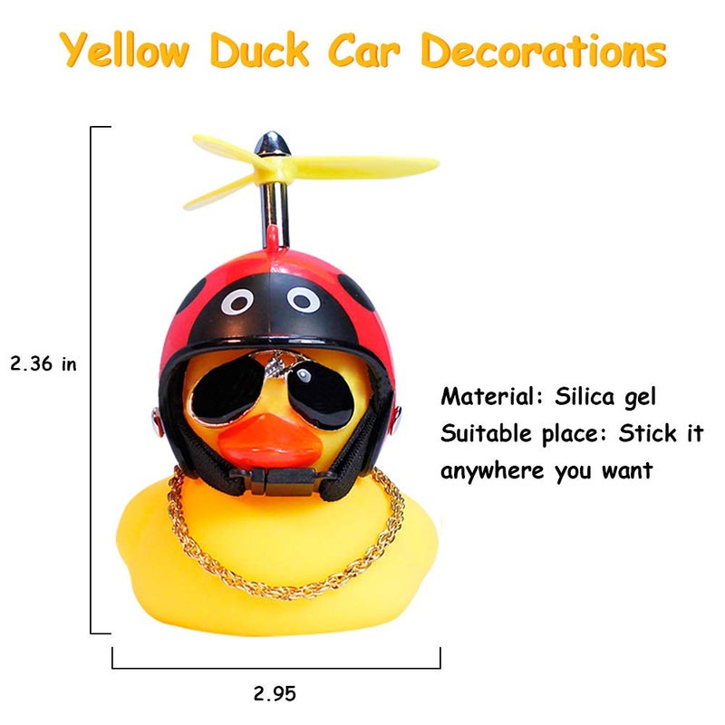 wonuu Rubber Duck Car Ornaments Yellow Duck Car Dashboard Decorations with Propeller Helmet - Image 5
